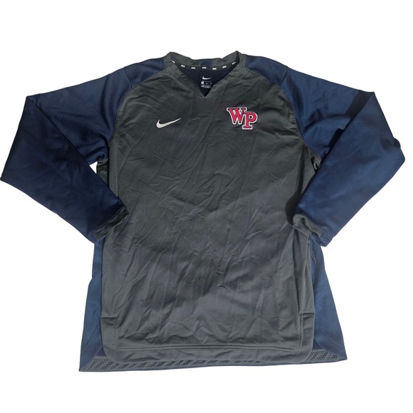 Nike Other - Nike Mens XL WP Training Top Grey Navy Blue V-Neck Long Sleeve Pullover Shirt